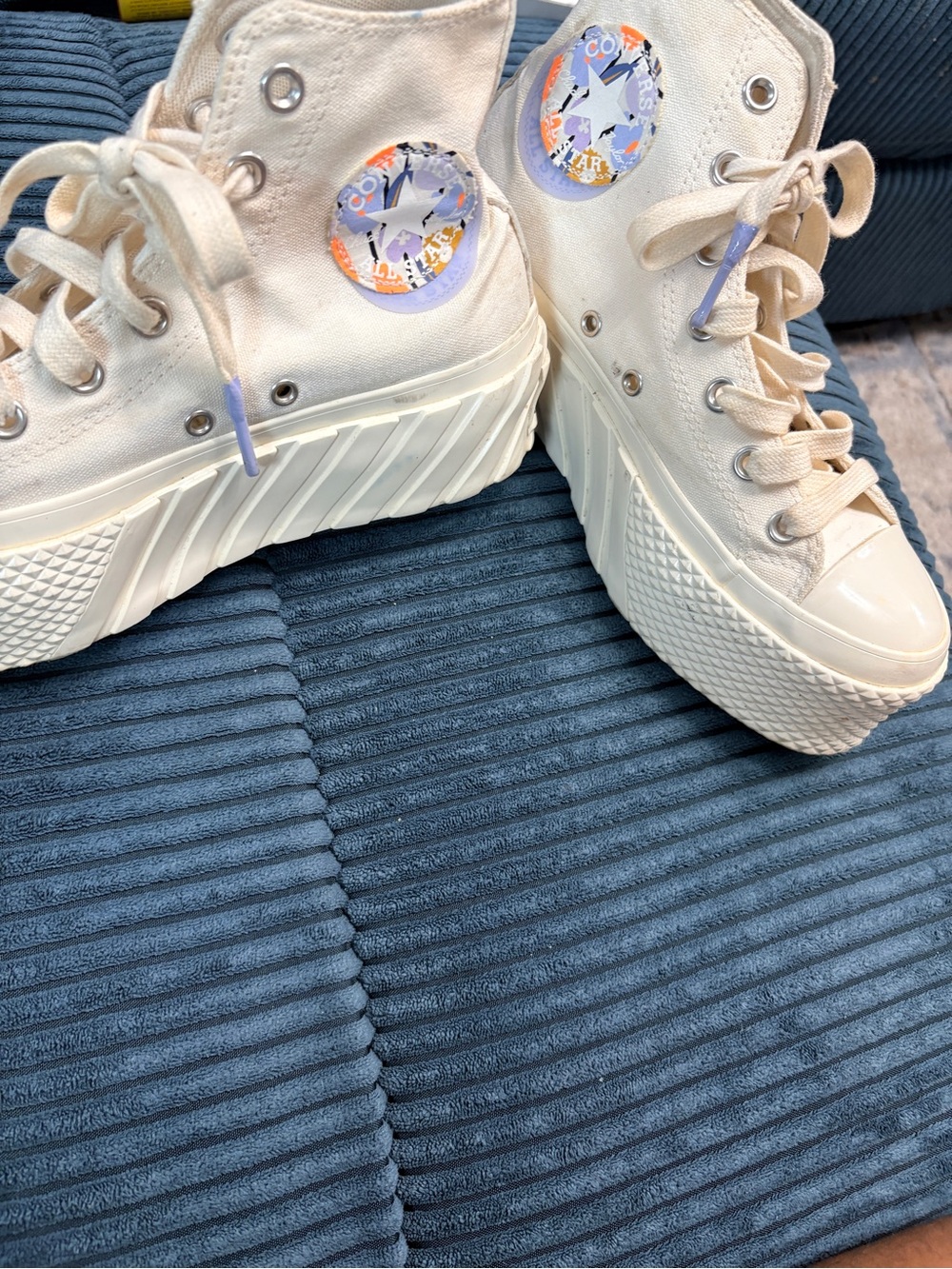 Converse Cream High-Top Platform Sneakers